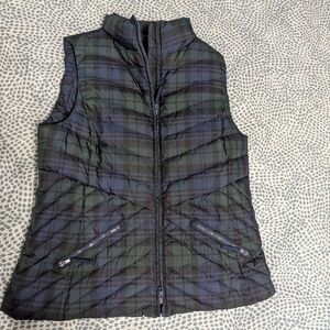 Talbots Navy and Green Plaid Vest